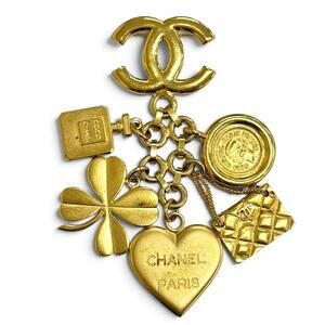 CHANEL 96P Vintage Coco Mark Clover Perfume Bottle Logo Heart Coin Motif Mate...
